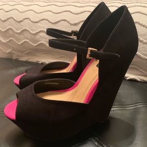 Black suede wedges
